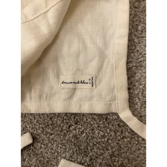 Dannie and Lilou White Linen Unisex Neck Tie Bonnet, 6-12 months - Picture 3 of 4